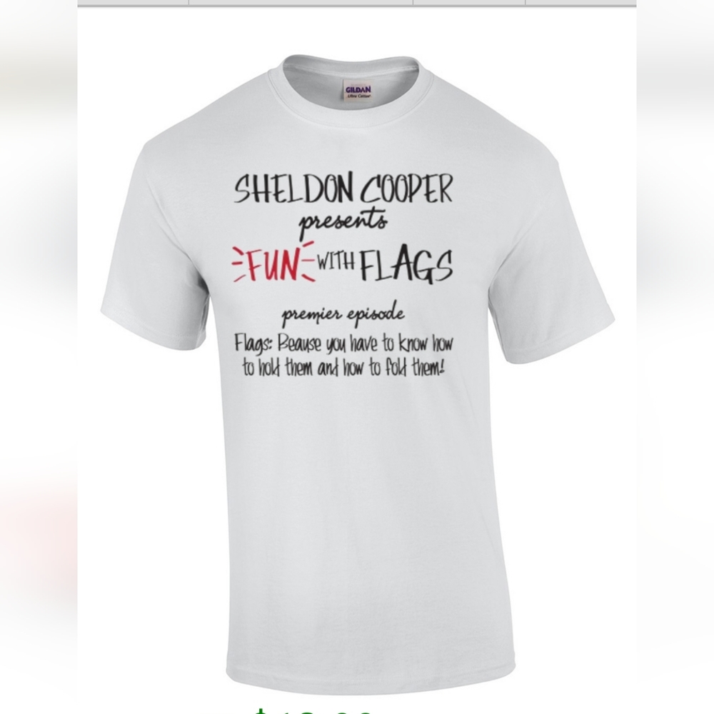 Sheldon Cooper Big Bang Fun with Flags t shirt large